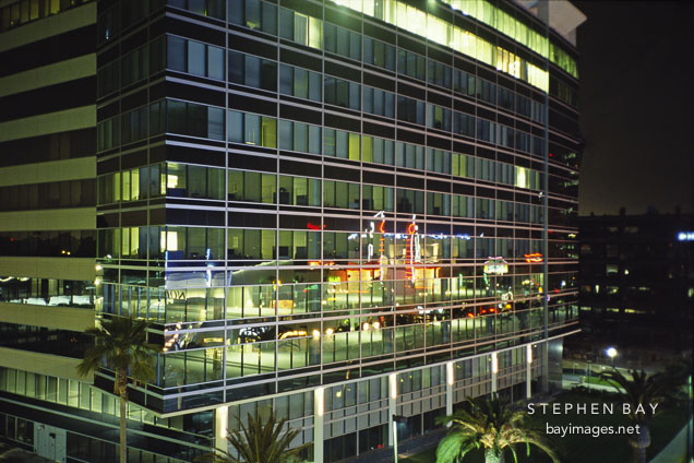 Reflection of the Promenade at Howard Hughes center. Los Angeles, California.