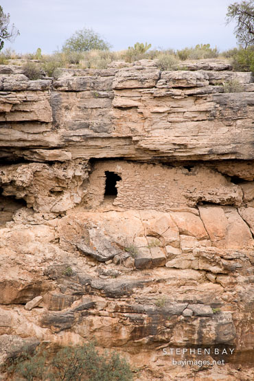 Cliff dwelling just under the rim. Montezum Well, Arizona.