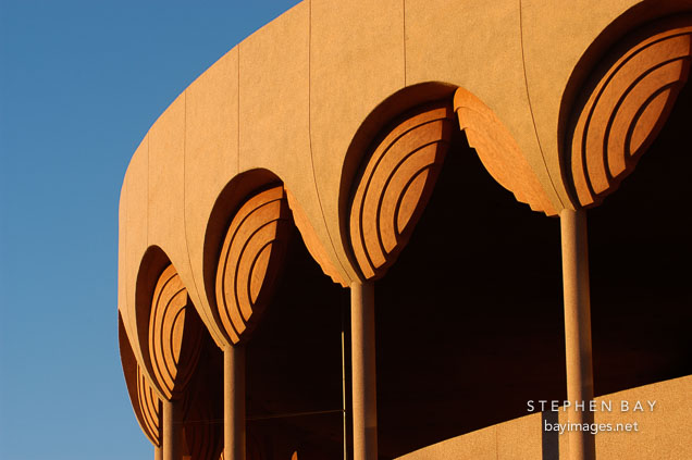 Close-up of columns of the Grady Gammage Memorial Auditorium. Tempe, Arizona.