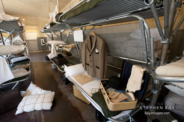Metal folding bunk beds. US Immigration Station, Angel Island, California.