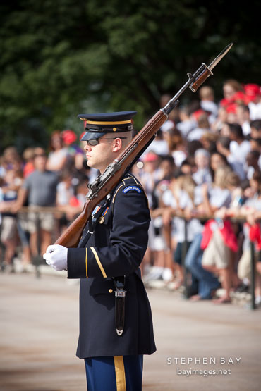 Guarding the Tomb of the Unknown Soldier. Arlington National Cemetery, Virginia.