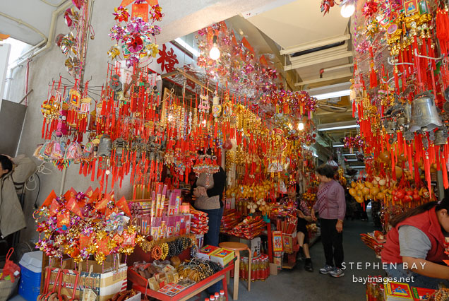 Stalls selling incense and other decorations. Wong Tai Sin Temple, New Kowloon.