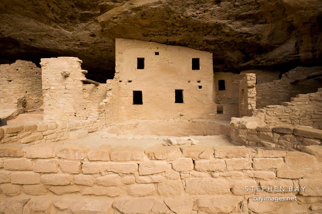 Stone and mortar wall at Spruce Tree House. Mesa Verde NP, Colorado.
