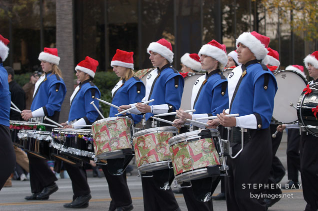 Marching band. San Jose Holiday Parade. San Jose, California, USA.