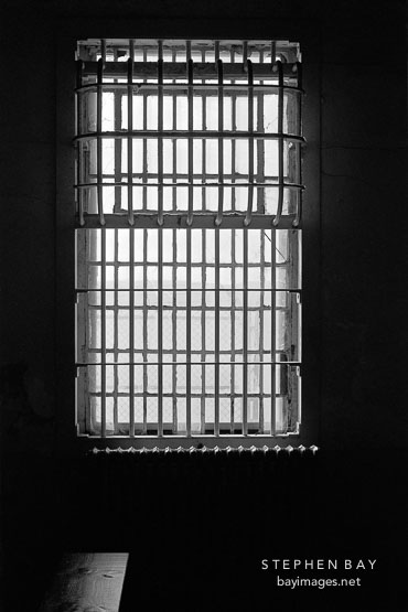 Window with bars. Alcatraz, San Francisco, California.