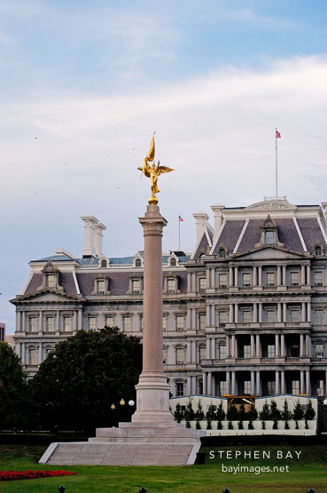 First Division Monument in front of the Dwight D. Eisenhower Executive Office Building. Washington, D.C., USA.