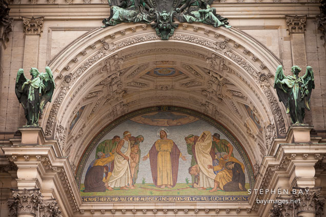 Mural of Christ on the outside of the Berlin Cathedral. Berlin, Germany.