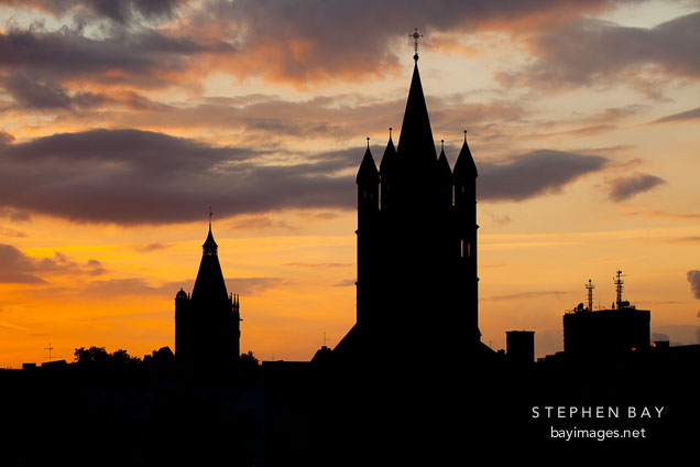 Sunset on Gross St Martin. Cologne, Germany.