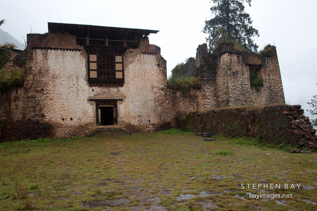 Main courtyard of the Drukgyal Dzong which now lies in ruins. Paro, Bhutan.