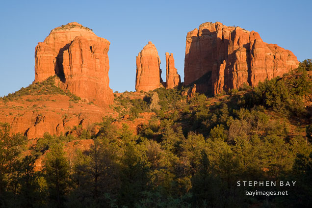Cathedral Rock in the warm light of sunset. Sedona, Arizona.