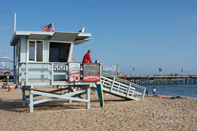 Lifeguard. Santa Monica beach, California, USA.