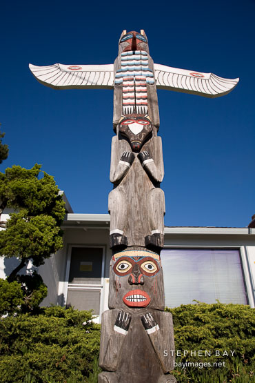 Totem pole in front of Alviso Fire Station. Alviso, California.
