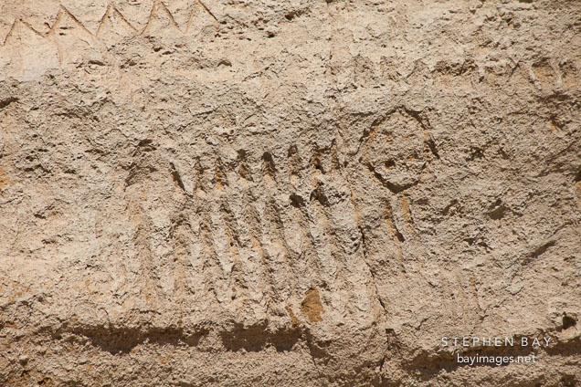 Zoomorphic petroglyph. Petroglyph Point, California.