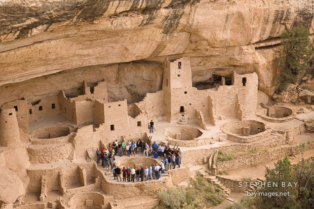 Guided tour at Cliff Palace. Mesa Verde NP, Colorado.