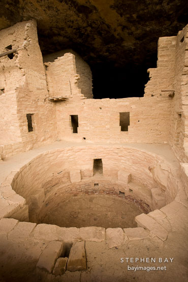 There are 8 kivas at Spruce Tree House. Mesa Verde NP, Colorado.