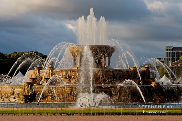 Buckingham Fountain is made from Georgia pink marble. Chicago, Illinois, USA.
