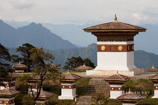 The main chorten of Druk Wangyal Chorten. Dochu La, Bhutan.