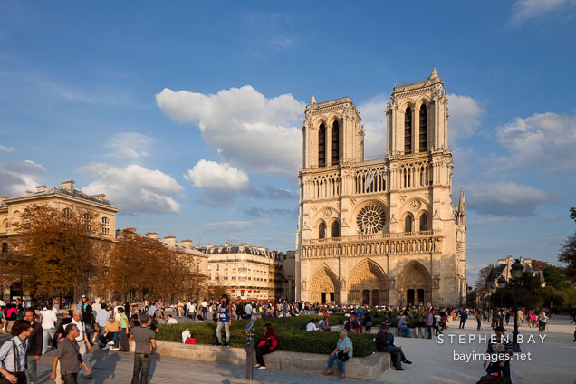 Place du Parvis and Notre Dame Cathedral. Paris, France.
