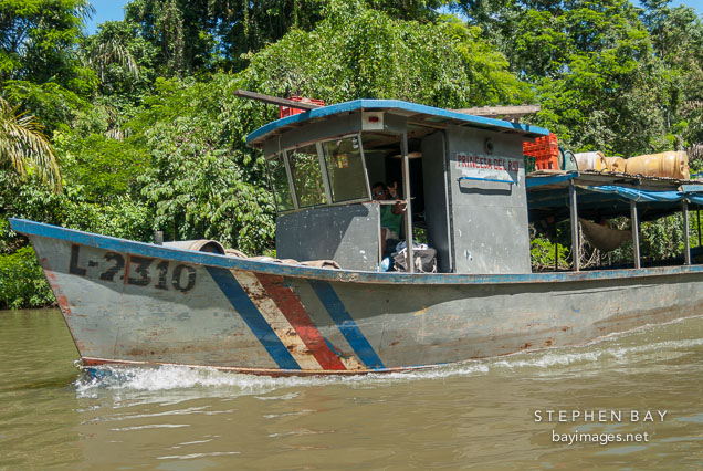 Supply boat runs from Cano Blanco to Tortuguero National Park. Costa Rica.