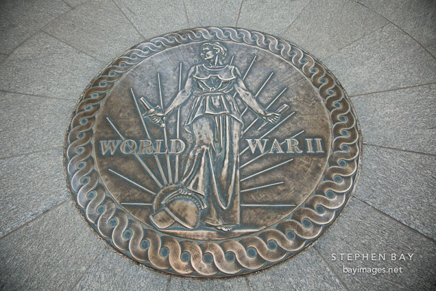Victory medal at the World War II Memorial. Washington, D.C.