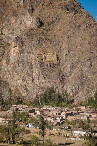 Town of Ollanta and Pincuylluna ruins. Sacred Valley, Peru.