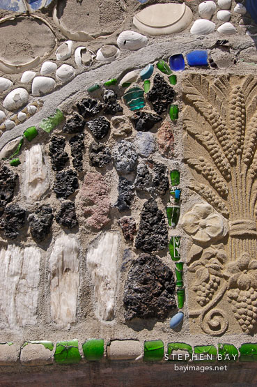 Wall detail at Watts Towers. Watts, Los Angeles, California, USA.