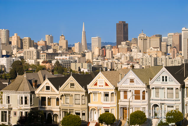 Painted Ladies at Alamo Square park. San Francisco, California, USA.