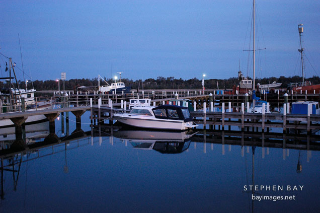 Boats at dock. Lake's Entrance, Australia.