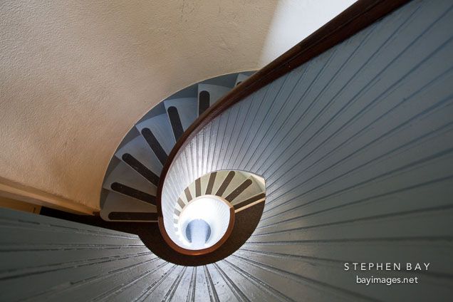 Stairwell inside Old Point Loma Lighthouse. San Diego.
