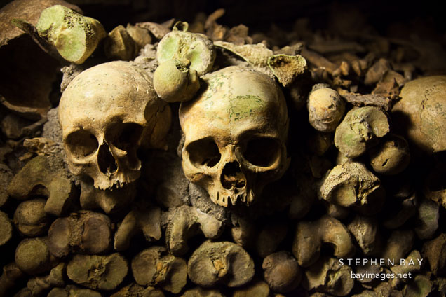 Skulls in the Paris catacombs.