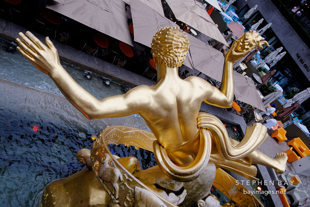 Statue of Prometheus at Rockefeller Plaza. New York City, New York, USA.
