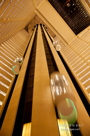 Elevators in the Marriot Marquis. New York City.