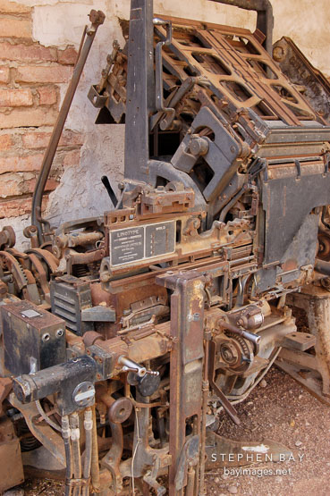 Linotype printing press. Goldfield, Phoenix, Arizona, USA.