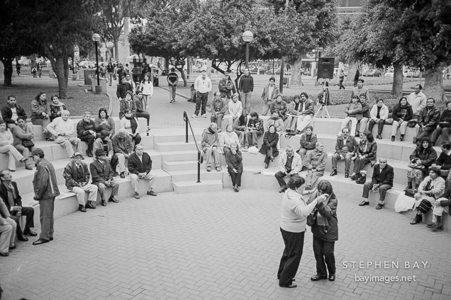 People dancing in the Central Park, Mirafores. Lima, Peru