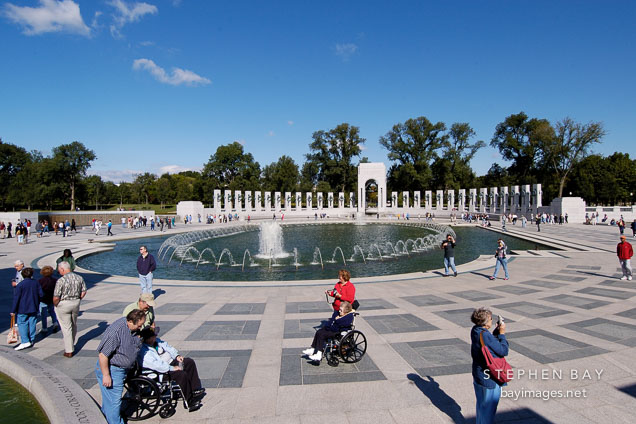 Visitors to the National World War II Memorial. Washington, D.C., USA.