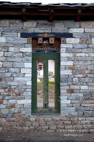Window on the surrounding wall of the National Memorial Chorten. Thimphu, Bhutan.