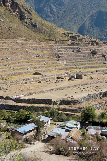 Houses near Patallaqta. Inca trail, Peru.