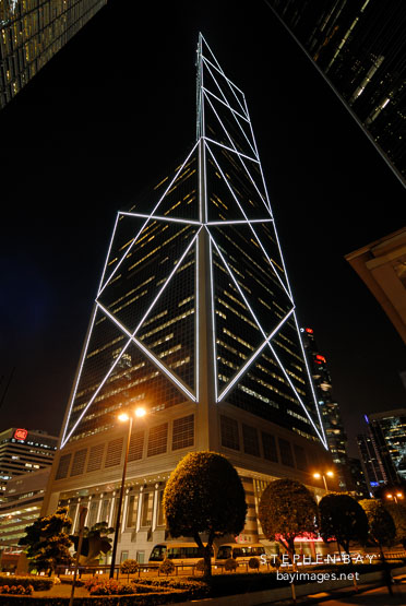 Bank of China Tower at night. Hong Kong, China.