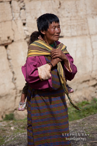 Woman with baby at Gangte Goemba.
