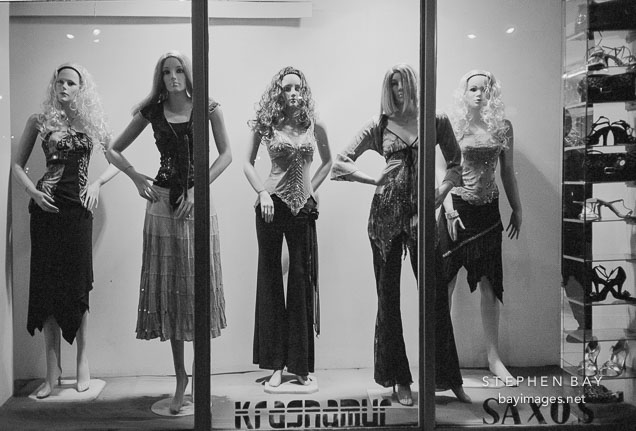 Mannequins in store window. Miraflores, Lima, Peru.