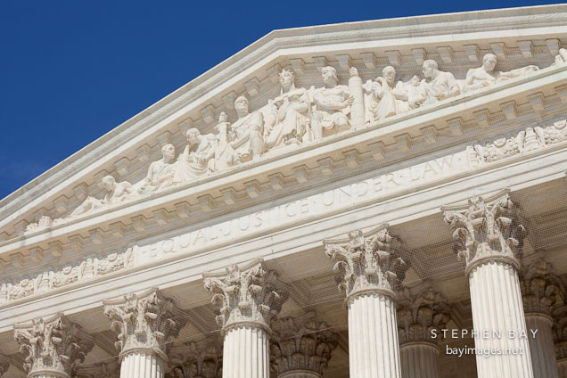 Pediment of the Supreme Court building. Washington, D.C.