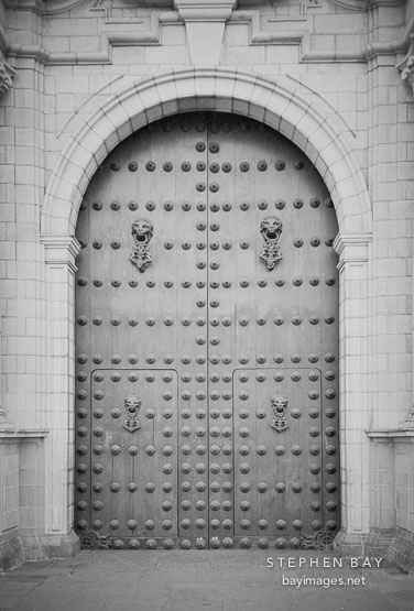 Heavy door at the Cathedral of Lima. Lima, Peru.