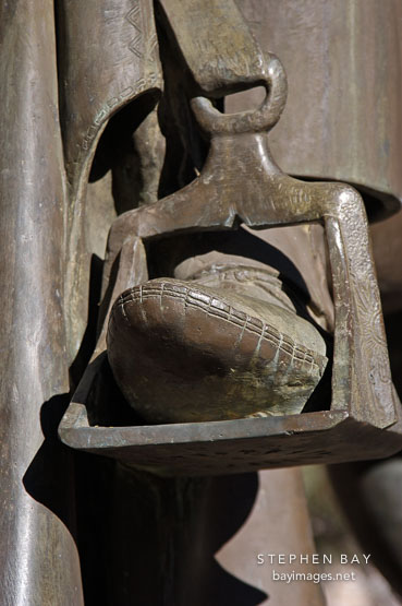 Stirrups. Statue of Father Eusebio Francisco Kino (1644-1711). Phoenix, Arizona, USA.
