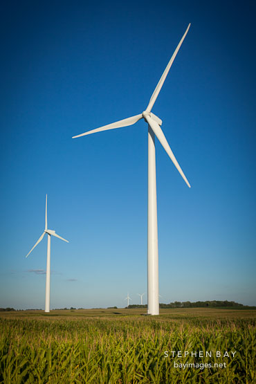 Wind turbines that are part of the Story County Wind Farm. Iowa.