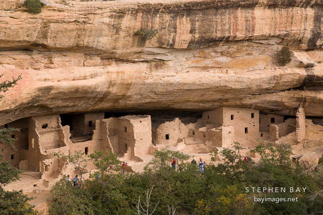 Spruce Tree House is located inside an alcove. Mesa Verde NP, Colorado.