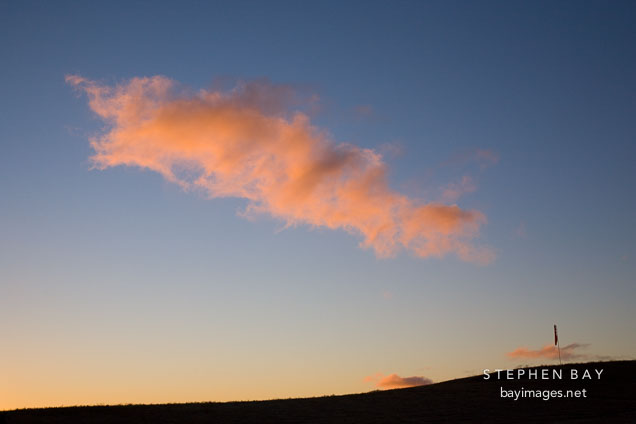 Cloud glowing with sunset light. Mission Peak, Fremont, California.