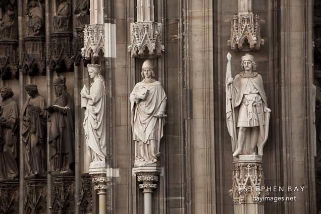 Statues on the Western Facade of the Cologne Cathedral. Cologne, Germany.