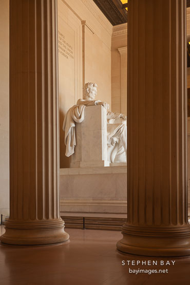 Between the pillars at the Lincoln Memorial. Washington, D.C.