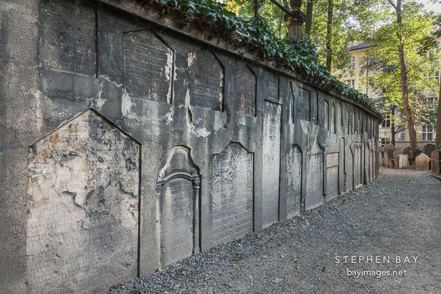 Wall at the Jewish Cemetery. Prague, Czech Republic