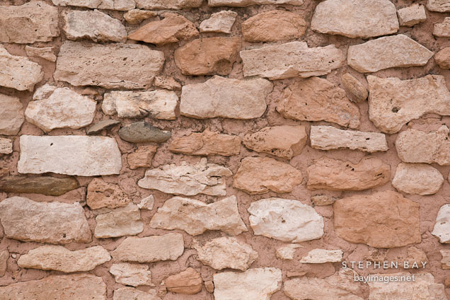 Pueblo wall made from soft porous limestone. Tuzigoot National Monument, Arizona.